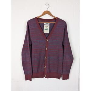 Le 31 Simons Cardigan Sweater Mens Small Red Blue Nordic Scottish Grampa Cozy